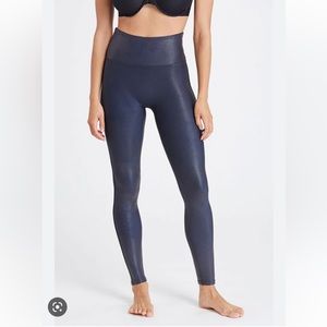 Spanx Faux Leather Leggings (XS) | Navy Blue